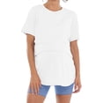 thumbnail image 7 of Hxshgdsn Maternity Nursing Cotton T Shirt with Side Access Short Sleeve Crew Neck Tees for Pregnant Women Comfy Summer Casual Outfits（White/XL）, 7 of 7