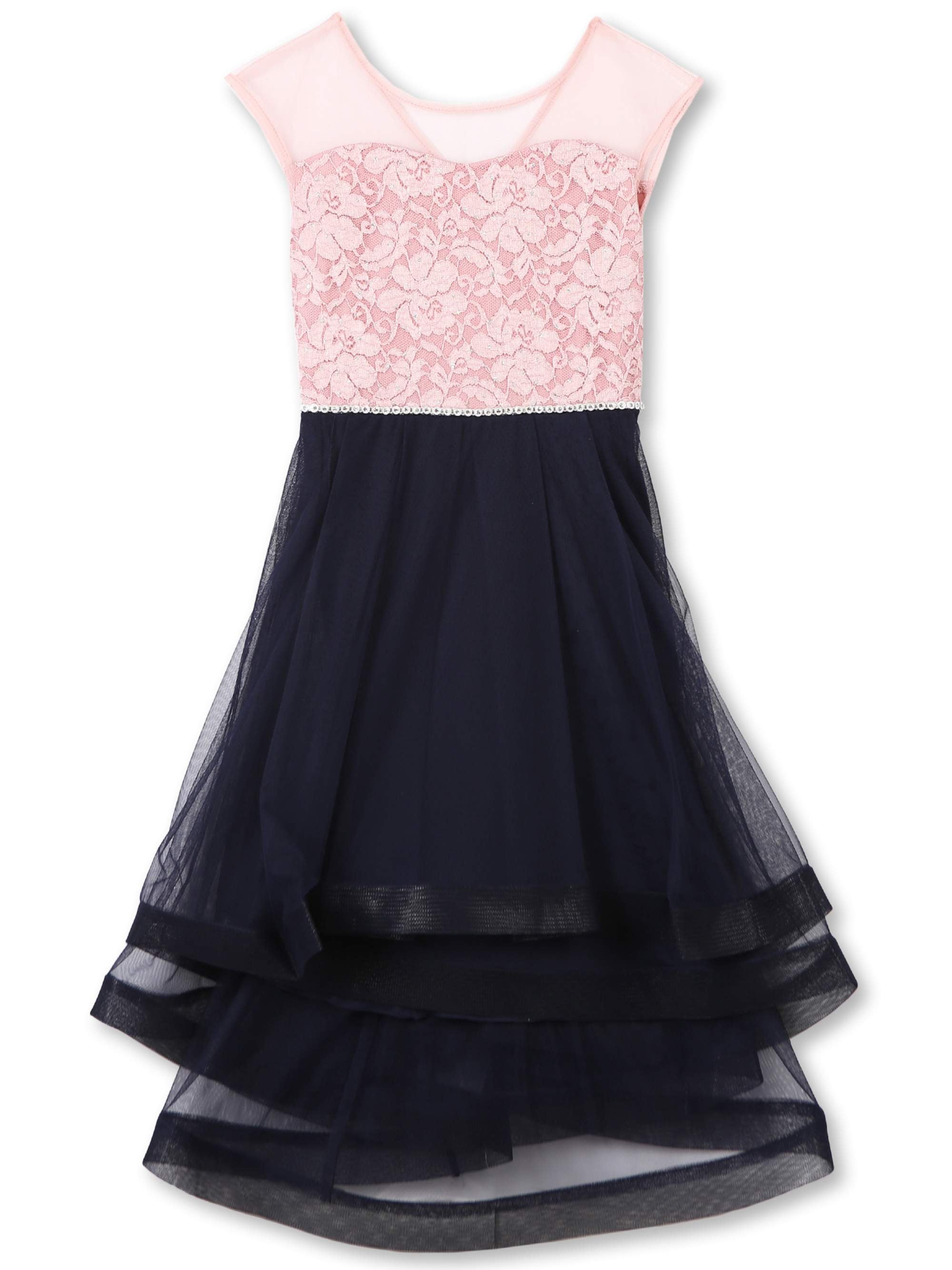 Lace Bodice Fit and Flare Party Dress (Big Girls)