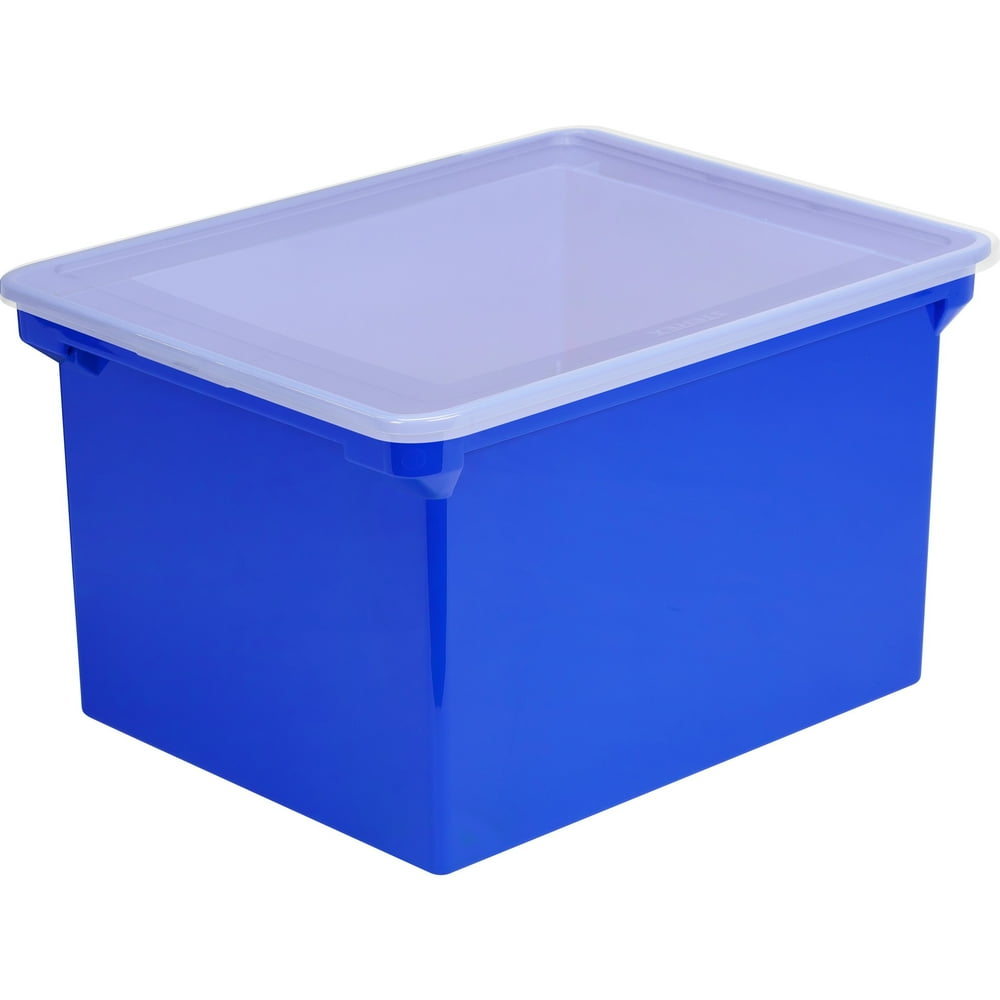 Storex Locking Lid Tote Storage Box, Blue Frost, Clear, 1 Each