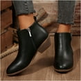 thumbnail image 6 of Ankle Boots for Women Chunky Low Heel Round Toe Side Zipper Booties Women's Trendy Casual Outdoor Comfortable Warm Fall Winter Shoes Black 6.5, 6 of 8