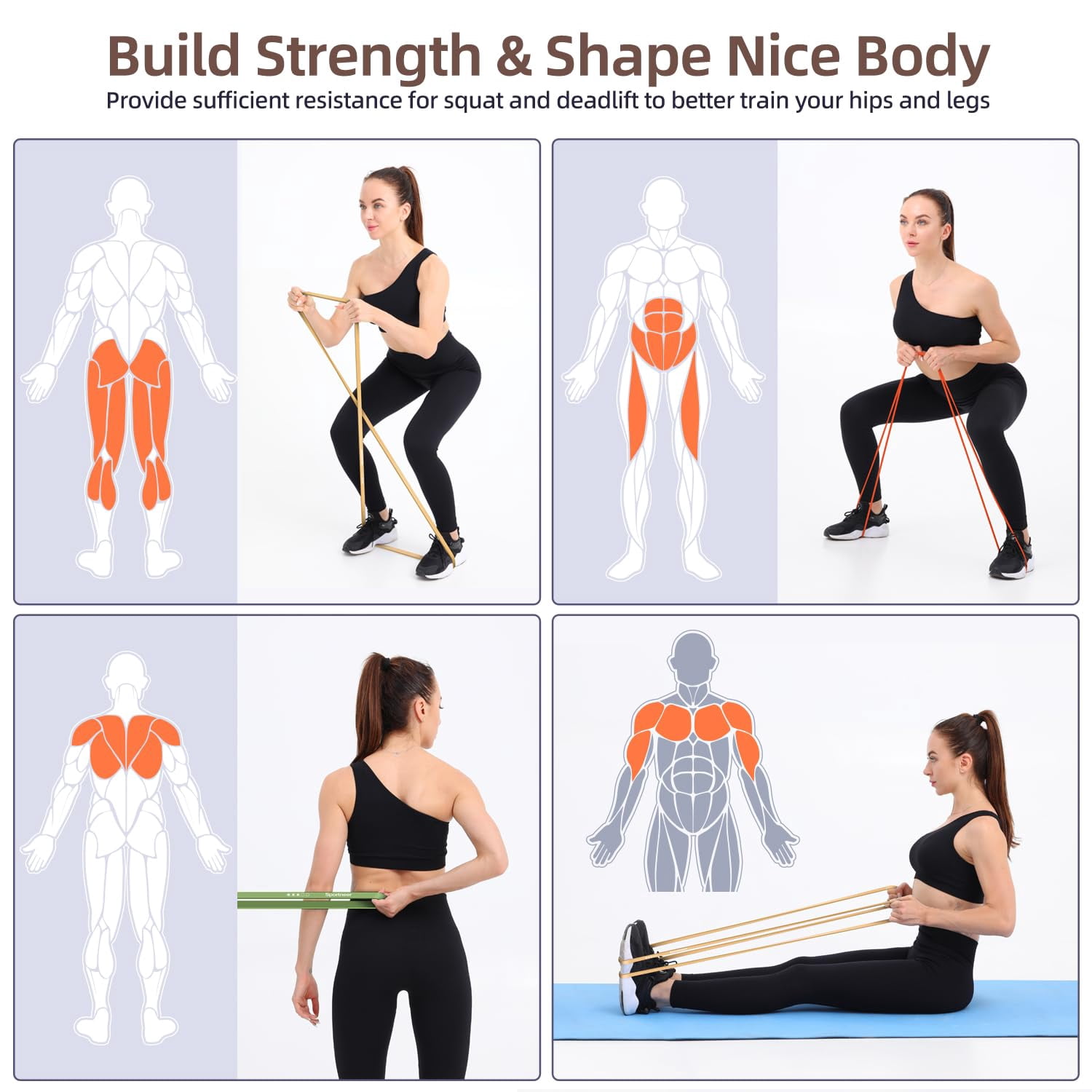 Resistance Bands for Working Out: Pull Up Bands 5-130lb 5 Levels Exercise Bands Workout Bands Set with Handles & Door Anchor Pull Up Assist Bands for Men Women Resistance Training