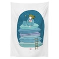 thumbnail image 3 of Ambesonne Cartoon Tablecloth Rectangular Table Cover, Girl on Pillows Bedtime, 60"x90", Yellow Pink and Blue, 3 of 4