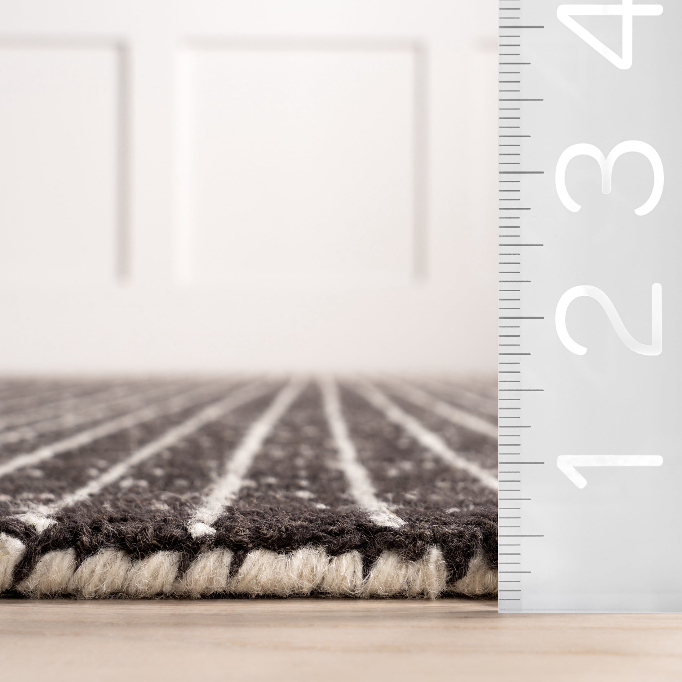Rugs USA Melrose Checked Wool Area Rug, 5' x 8', Melrose Charcoal