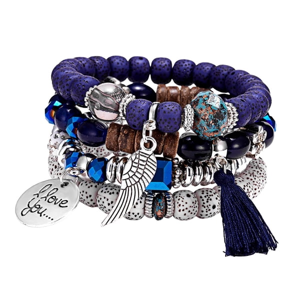 Pulsera de cuentas bohemia, accesorios decorativos para ropa, delicada pulsera con borlas de alas Estilo C