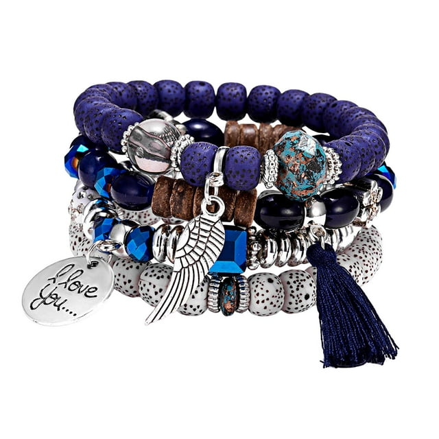 lionlar Bohemian Stackable Bead Bracelet Adjustable Bracelet Stretch Bracelet for Dating C