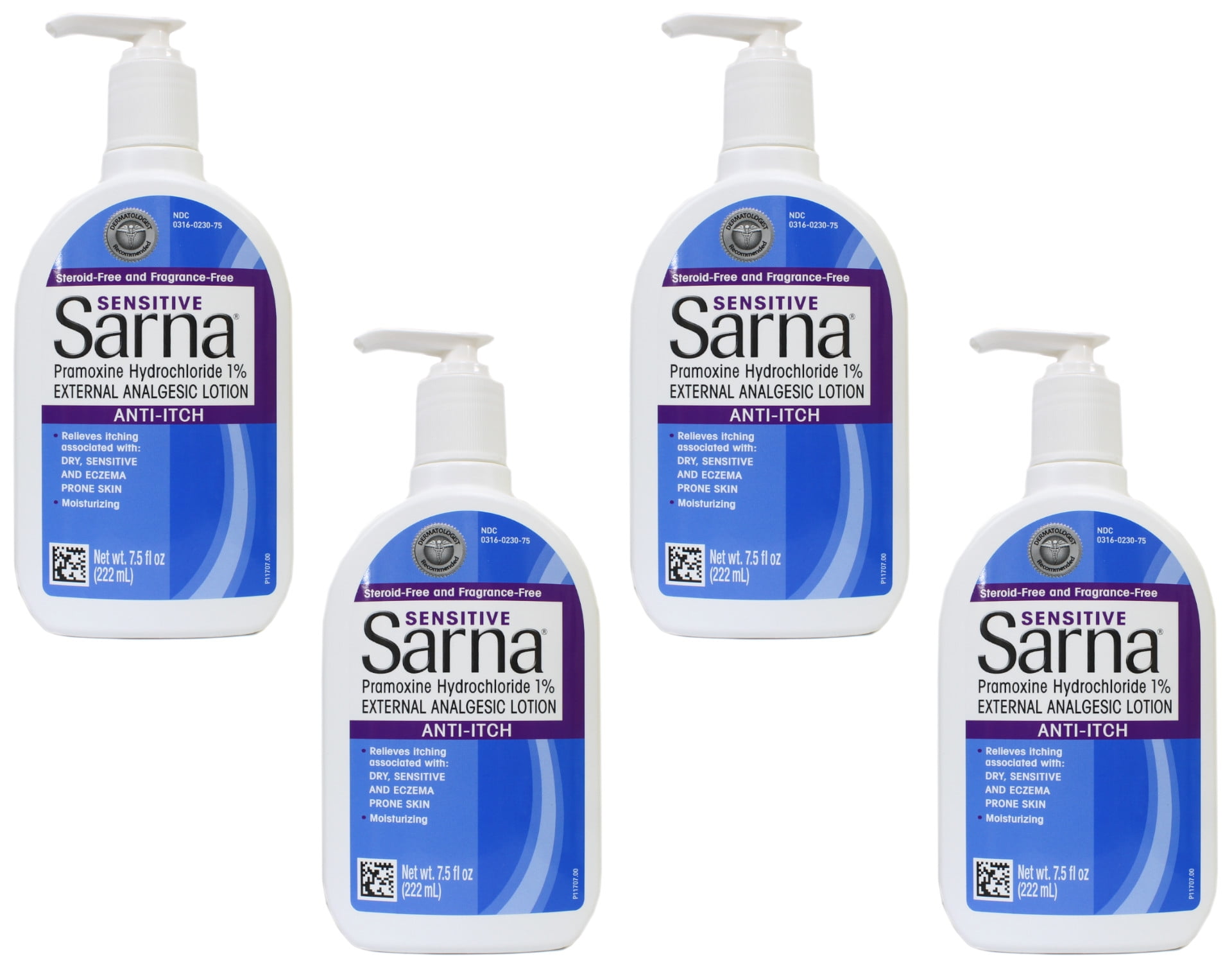 4 Pack Sarna Sensitive AntiItch Lotion, 7.5Ounce (222 mL) Each 4 Pack Sarna Sensitive AntiItch Lotion, 7.5Ounce (222 mL) Each