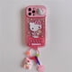 thumbnail image 3 of Funda trasera para teléfono Iphone 11, 12, 13, 14 Pro Max, bonita melodía de kitty kuromi, cinnamoroll con adornos de muñecas, espejo de maquillaje, 3 of 4