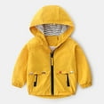 thumbnail image 2 of Riecok Toddler Windbreaker Raincoat with Pocket Long Sleeve Zip up Solid Color Everyday Casual Outwear Yellow 3 Years, 2 of 3