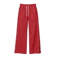 thumbnail image 5 of SeekIslam Women's Tearable Wide Leg Solid Color High Waist Comfortable Drawstring Elastic Belt Pocket Loose Sports Pants, 5 of 8