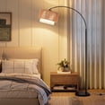 thumbnail image 3 of SUNMORY Floor Lamps for Living Room with 12W LED Bulb, Arc Floor Lamp with 3 Color Temperatures, Farmhouse Floor Lamps with Adjustable Rattan & Fabric Shades, Boho Standing Lamp for Bedroom, Corner, 3 of 10