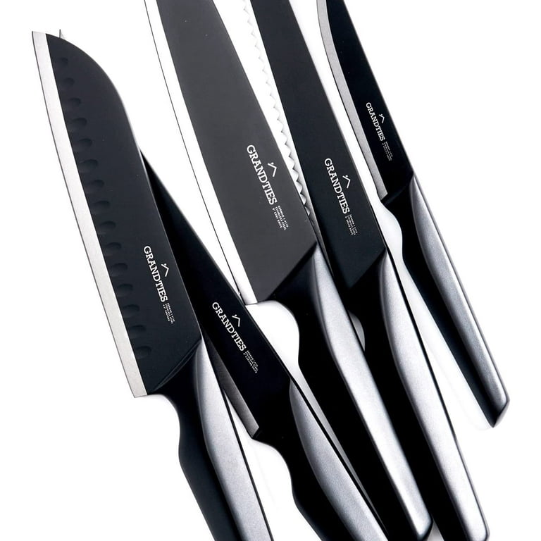 GrandTies Feinste Steak Knives Set of 4 with Designed Knife Box - Silver - 4 Piece