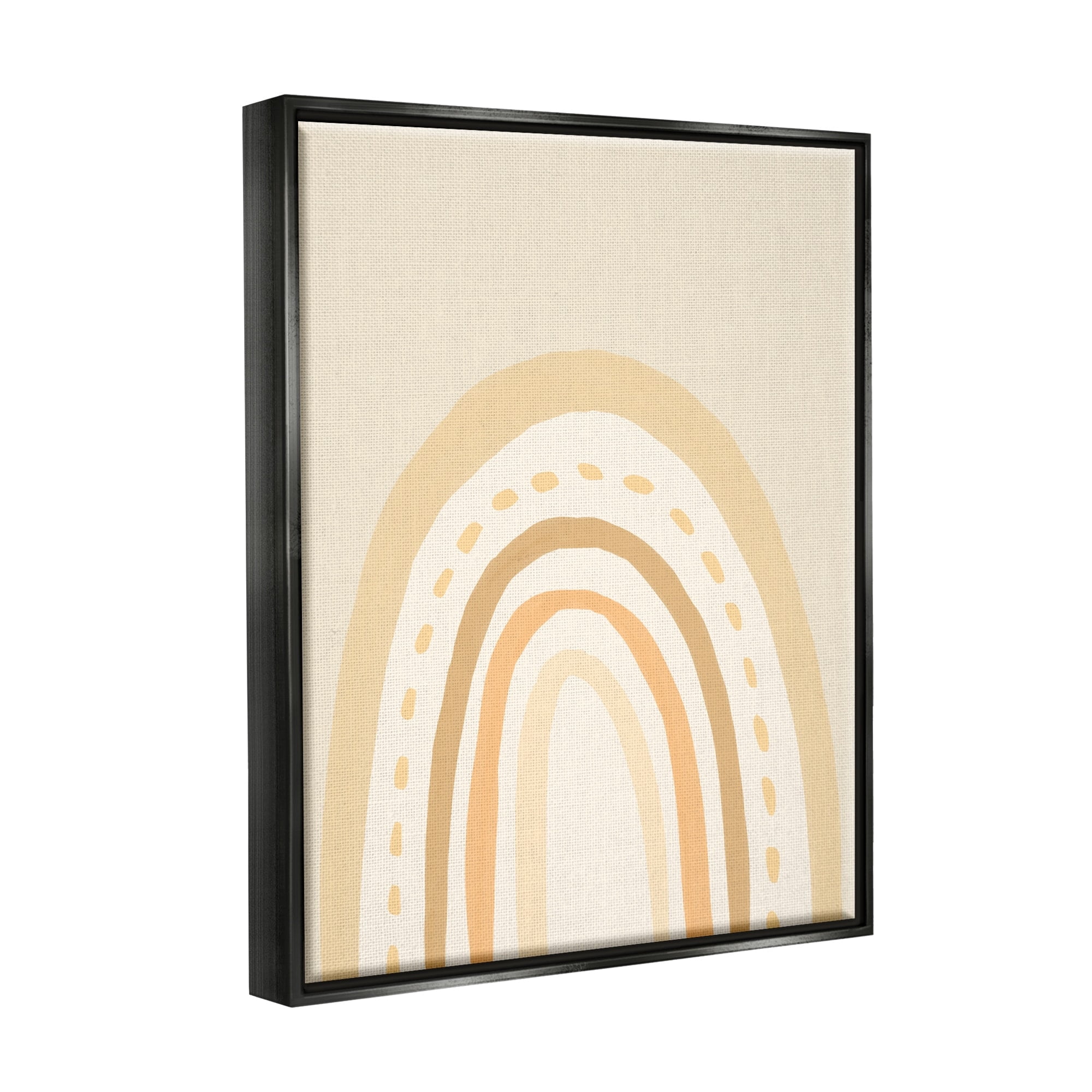 Stupell Industries Minimal Rainbow Stripes Neutral Tones Dashed Lines Graphic Art Jet Black Floating Framed Canvas Print Wall Art, Design by Heather McLaughlin