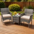 thumbnail image 2 of CazToi 3 Piece Patio Furniture Set Outdoor Wicker Bistro Set with Glass Coffee Table and Cushions PE Rattan Chairs for Balcony Porch Yard, 2 of 8