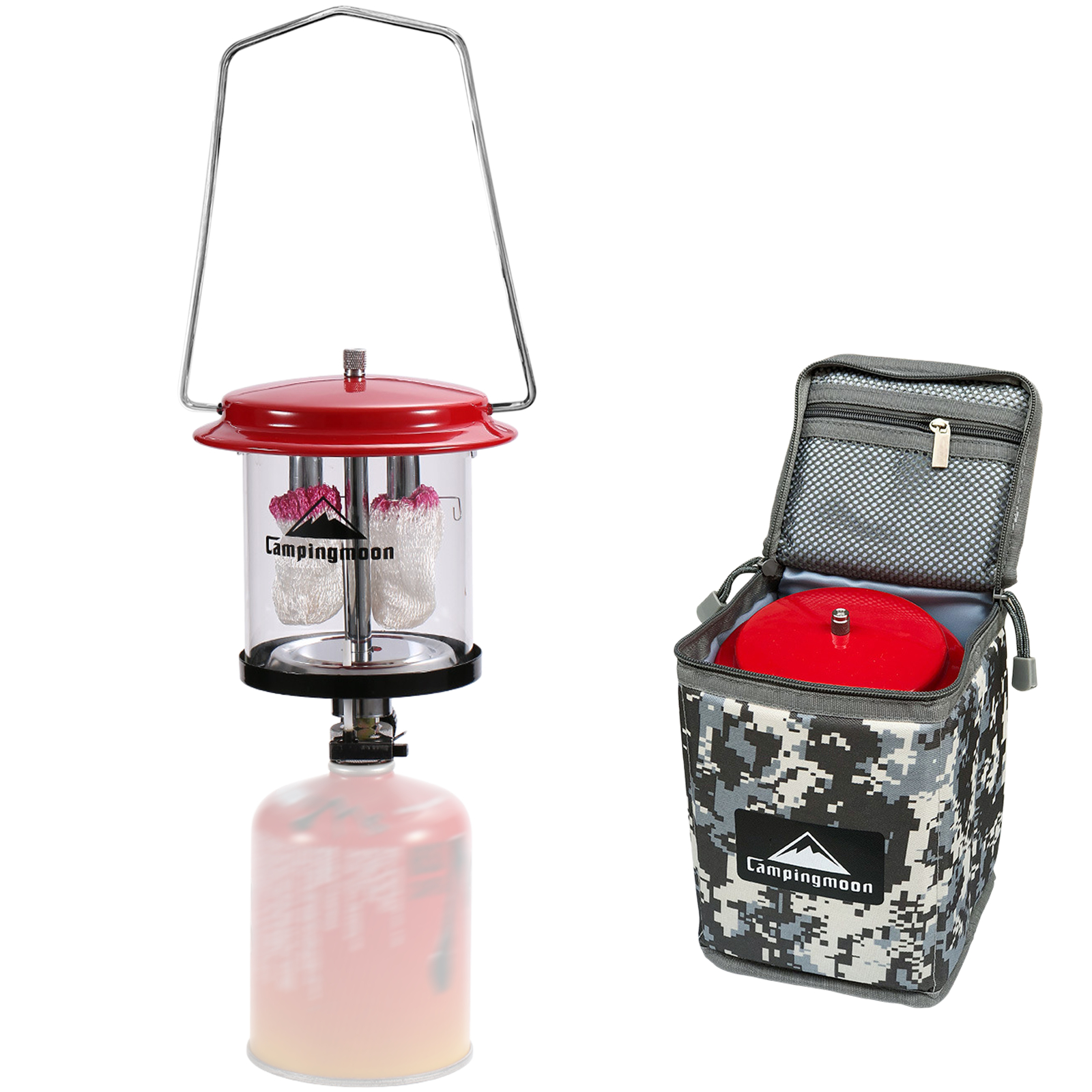 Double Mantles Camping Butane Gas Lamp Tent Gas Light Outdoor Lantern