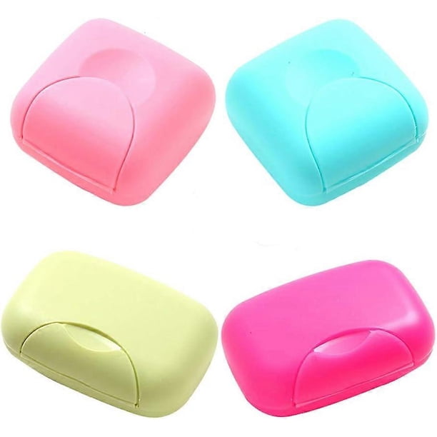 Candy coloured portable soap box (2 small + 2 large) for home and bathroom.