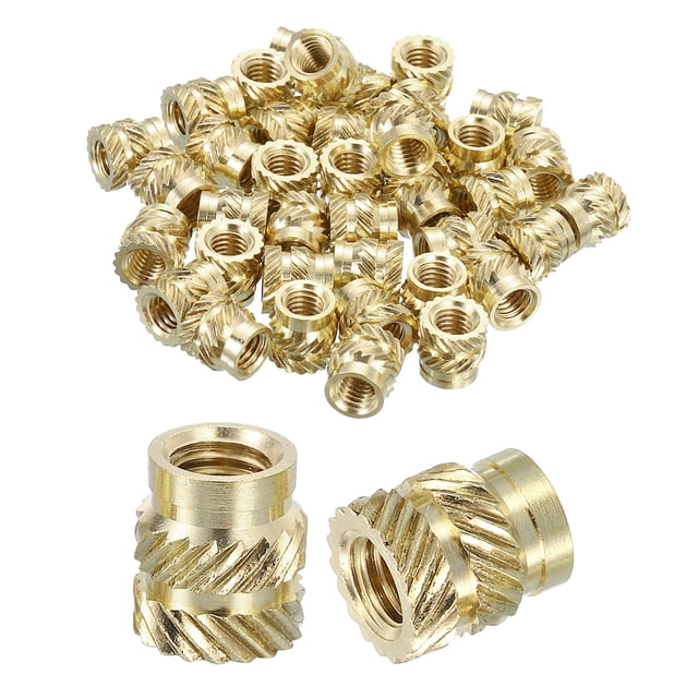 Unique Bargains Knurled Insert Nuts, 50 Pack M5 x 9mm L x 8mm OD Brass Heat Set Insert Nuts