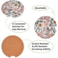 thumbnail image 2 of Coolnut Flowers Car Coasters 2 Pack for Cup Holders, Ceramic Cork Base car Drink Coasters with Finger notches, Car Accessories for Women & Men Home Decor Gifts, 2 of 6