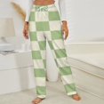 thumbnail image 3 of Pastel Green Checkered Pattern Winter Female Pants Flannel High Waist Women Pants Lady Warm Straight Leg Plush Trousers, 3 of 7