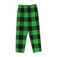 thumbnail image 4 of Xecao Buffalo Plaid Green Black Women's Straight Lounge Pajama Pants: The Epitome of Relaxed Sleepwear, 4 of 9