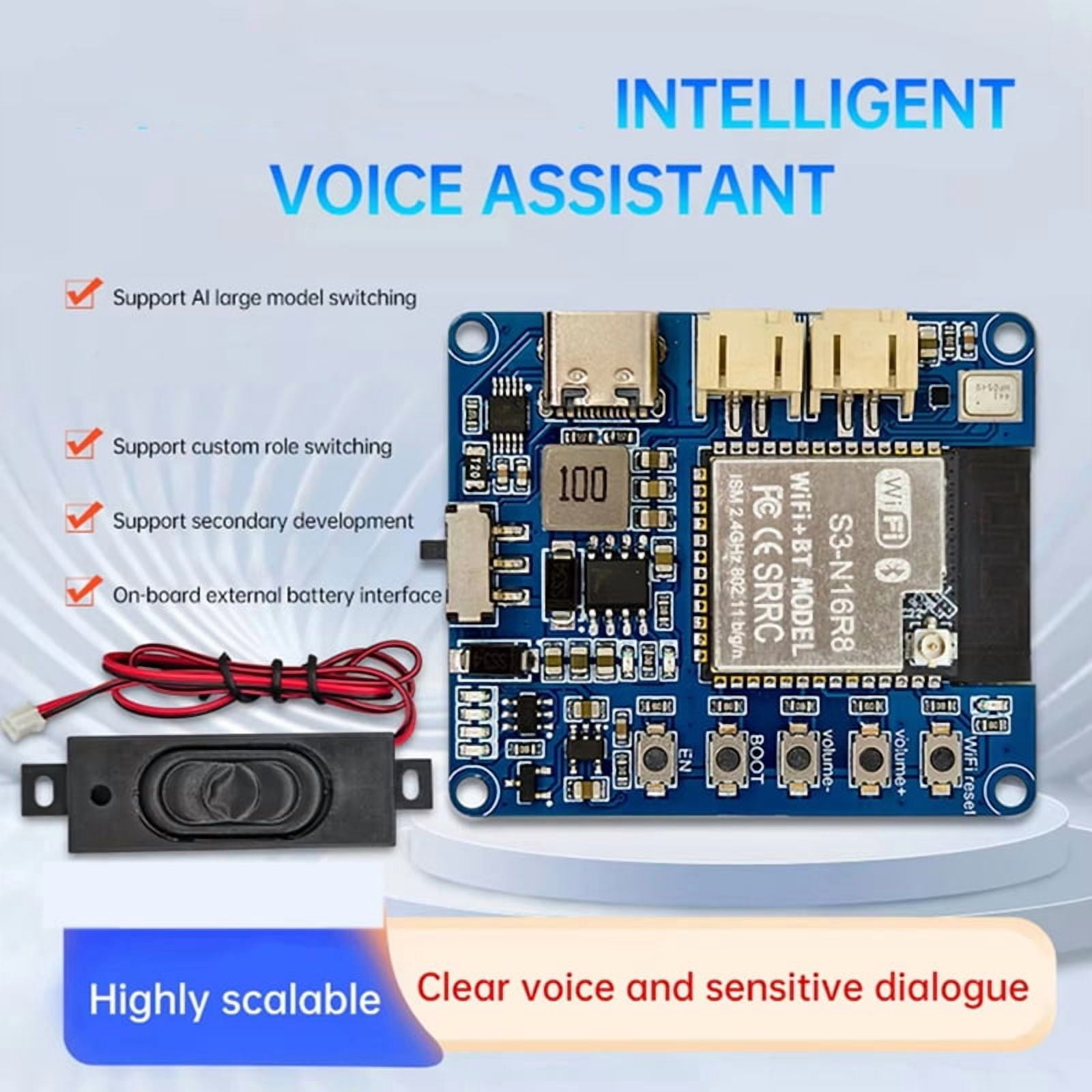 ESP32-S3 Voice Chat Module Xiaozhi AI Artificial Intelligence Development Board Supports Large Model Type-C