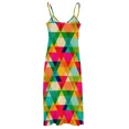 thumbnail image 4 of Fun Colorful Bright Geometric Triangle Pattern Sleeveless Dress Casual dresses elegant women's sets dress Cocktail of dresses, 4 of 5