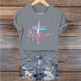 thumbnail image 5 of VBTAPA Women Happy Easter T Shirt Bunny Eggs Graphic T-Shirt Funny Letter Printed Tee Shirts Loose Fit Crewneck Short Sleeve Tops Lightning Sales of The Day Gray S, 5 of 6