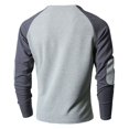 thumbnail image 4 of KHONTS Men's Henley Shirt Raglan Long Sleeve T Shirts Casual Lightweight Tops Classic Fashion Tees Light Gray XL, 4 of 5
