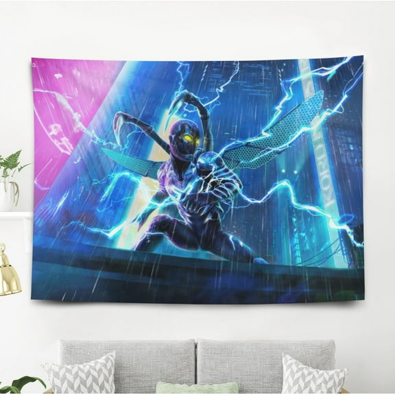 Blue Beetle Tapestry Wall Decor for Bedroom Wall Hanging 7x5ft 5x3ft