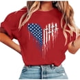 thumbnail image 4 of Mifsaly Heart American Flag Graphic Tee Women Crewneck Short Sleeve Summer Top Soft Stretchy Loose Fit Patriotic Shirt Vacation Daily Wear 4Th Of July T-Shirt S, 4 of 5