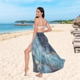 thumbnail image 6 of FORMRS Womens Long Sarong Beach Wrap Semi-Sheer Bikini Skirt Bathing Swimsuit Cover Up, Black Marble, 6 of 7
