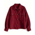 thumbnail image 4 of Lumtrix Jackets For Women Cropped Fashion Corduroy Button Down Coats, Long Sleeve Shacket Lapel Collar Lightweight Fall Fashion Jackets Wine L, 4 of 5