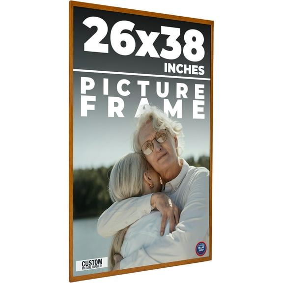 26x38 Honey Brown Real Wood Picture Frame Width 0.75 inches | Interior Frame Depth 0.5 inches |