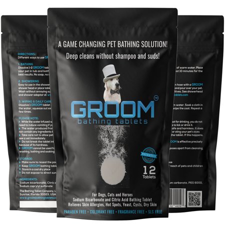 UPC: 0721782440197 | GROOM bathing tablets – Bathe Your Pet in ONLY 5 Minutes! Eliminate Itch & Odor Moisturizing Hypoallergenic Shampoo Conditioner Tearless No Suds  pH Neutral SLS Free. For Puppies Dogs Cats Horses 12ct