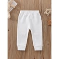 thumbnail image 3 of Cenuakty Baby Girls Boys Pants, Cartoon Bear Applique Elastic Waist Trousers, Waffle-Knit Casual Pants for Toddlers, 0-3 Years, 3 of 8