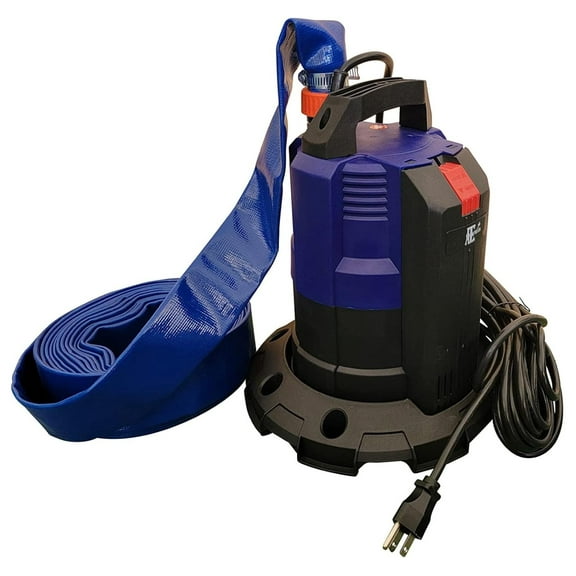 Submersible Water Pump with 25-Foot Hose and Optional Base, Pool Cover Water Drain Pump with Manual On/Off or Auto Mode, Sump Pump for Basements, Hot Tubs and More