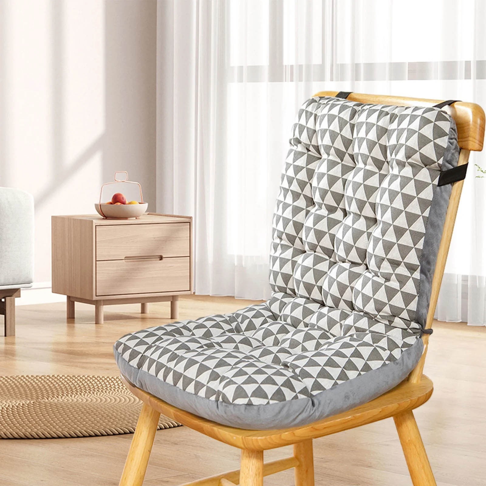 Indoor Outdoor High Back Chair Cushions with Ties, One-Piece Non- Chair Cushion for Dining Chair, Thickened Soft Garden Seat Pads for Dining Kitchen Office Furniture Chair
