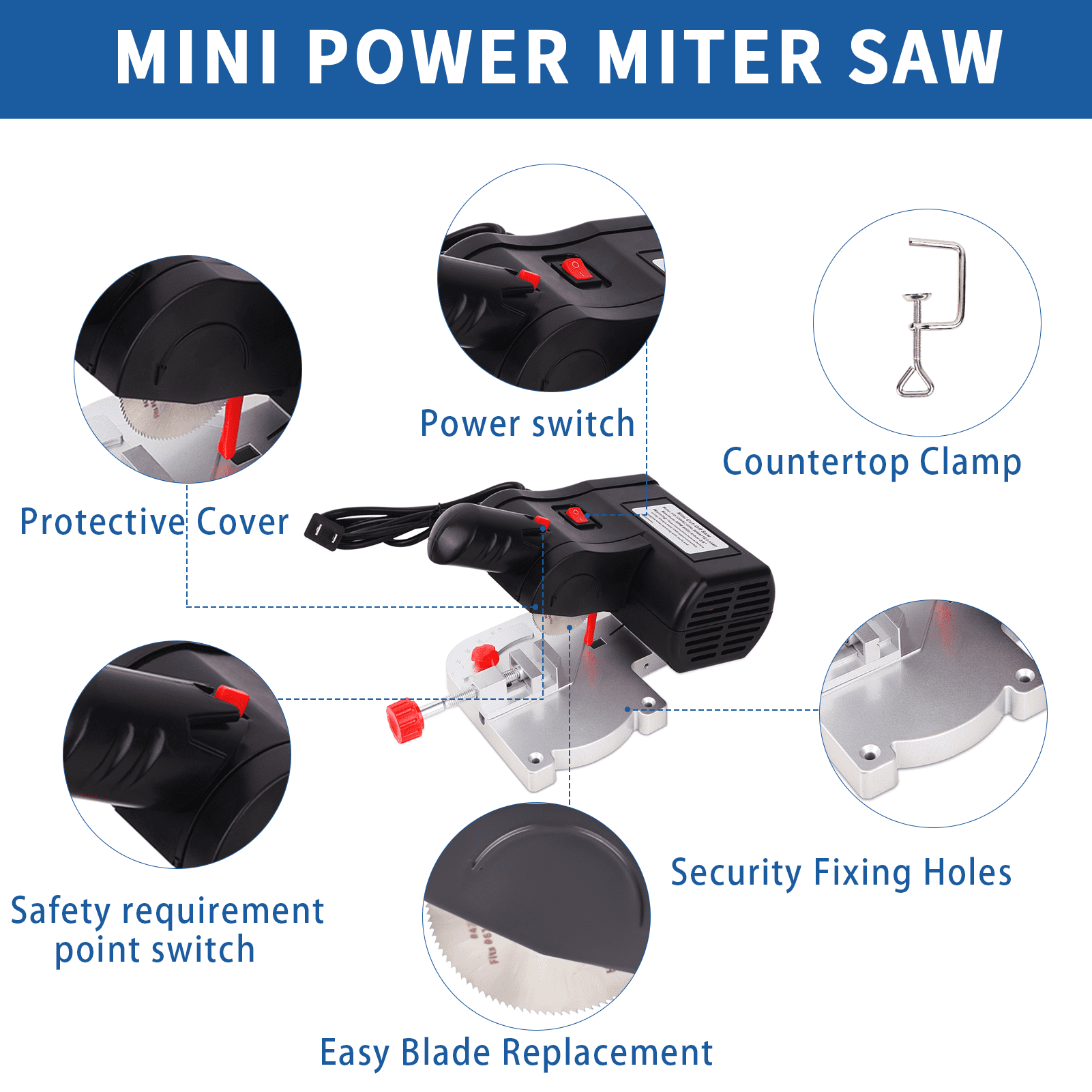 Mini Bench Cut Off Chop Saw Cutting Machine Miter Table Saws Metal Wood Cutter