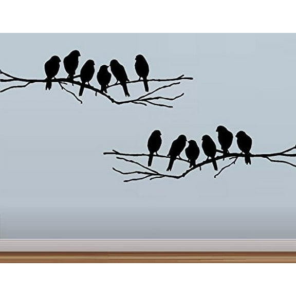 Decal ~ BIRDS ON BRANCH #2 ~ WALL DECAL QTY 2 - 6" X 23" EA