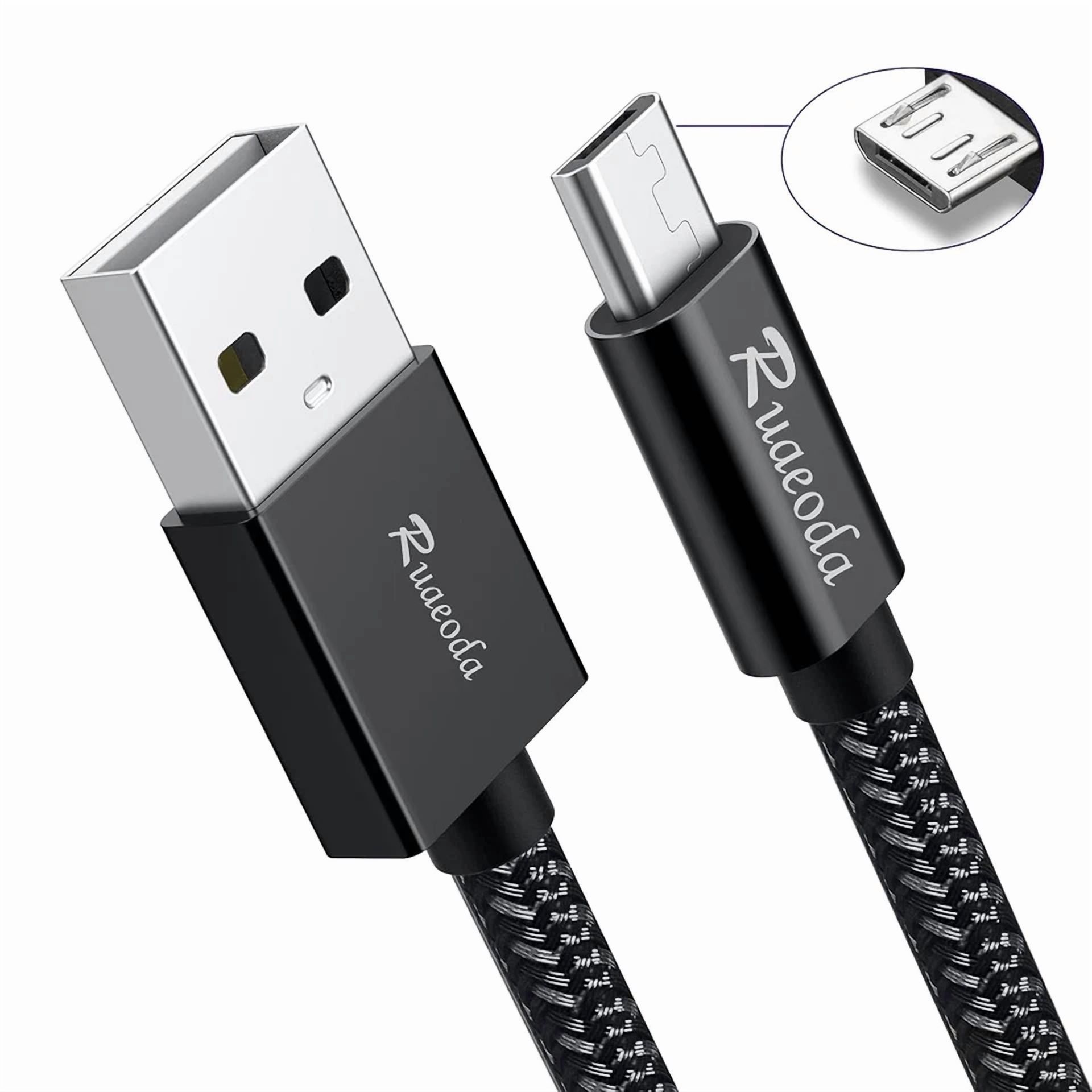 BUTTERFLY- Long Micro Usb Cable Android Charger 20Ft With Gold-Plated 20Ft, Nylon Braid