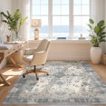 thumbnail image 3 of Design&I 8'x10' Washable Area Rug Extra Large Skid-Resistant Low Profile Beige Vintage Grey Scroll Border Distressed Taupe Textured That for Living Room, Family, 3 of 7