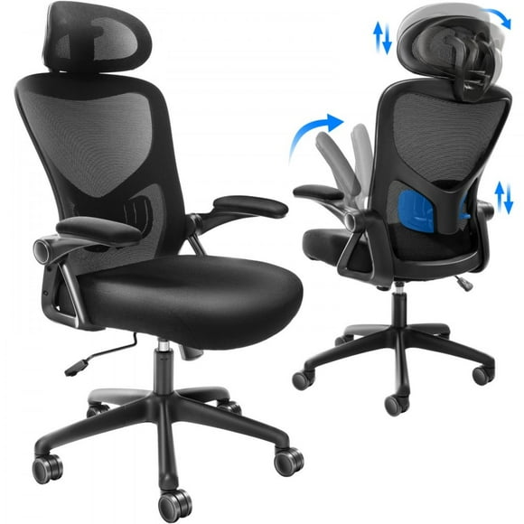 Office Chair with Adjustable Lumbar Support, High Back Ergonomic Desk Chair with Adjustable Headrest, 2D Armrest, Ergonomic Office Chair Backrest, Computer Chair for Home Office
