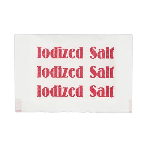 Iodized Salt Packets, 0.75 g Packet, 3,000/Box Bundle of 10 Cartons