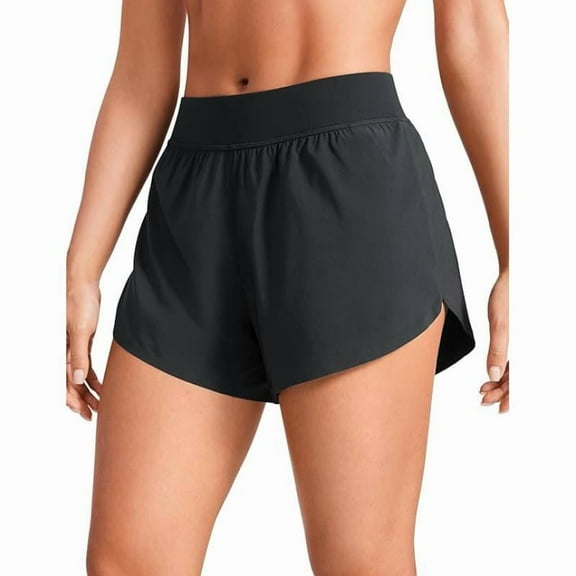 AEXTO YOGA High Waisted Dolphin Athletic Running Shorts for Women 3" High Split Comfy Mesh Liner for Gym Workout Track