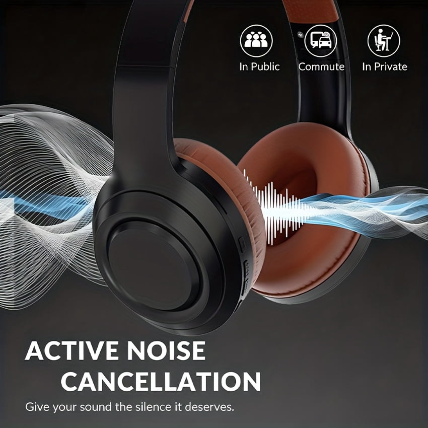 Active Noise-cancelling Wireless Headphones with Rich Bass,Clear Calls,High-definition Over-ear Headphones,Built-in Microphone,Bass,46 Hours Playback Time,HiFi Stereo Foldable Lightweight Headphones