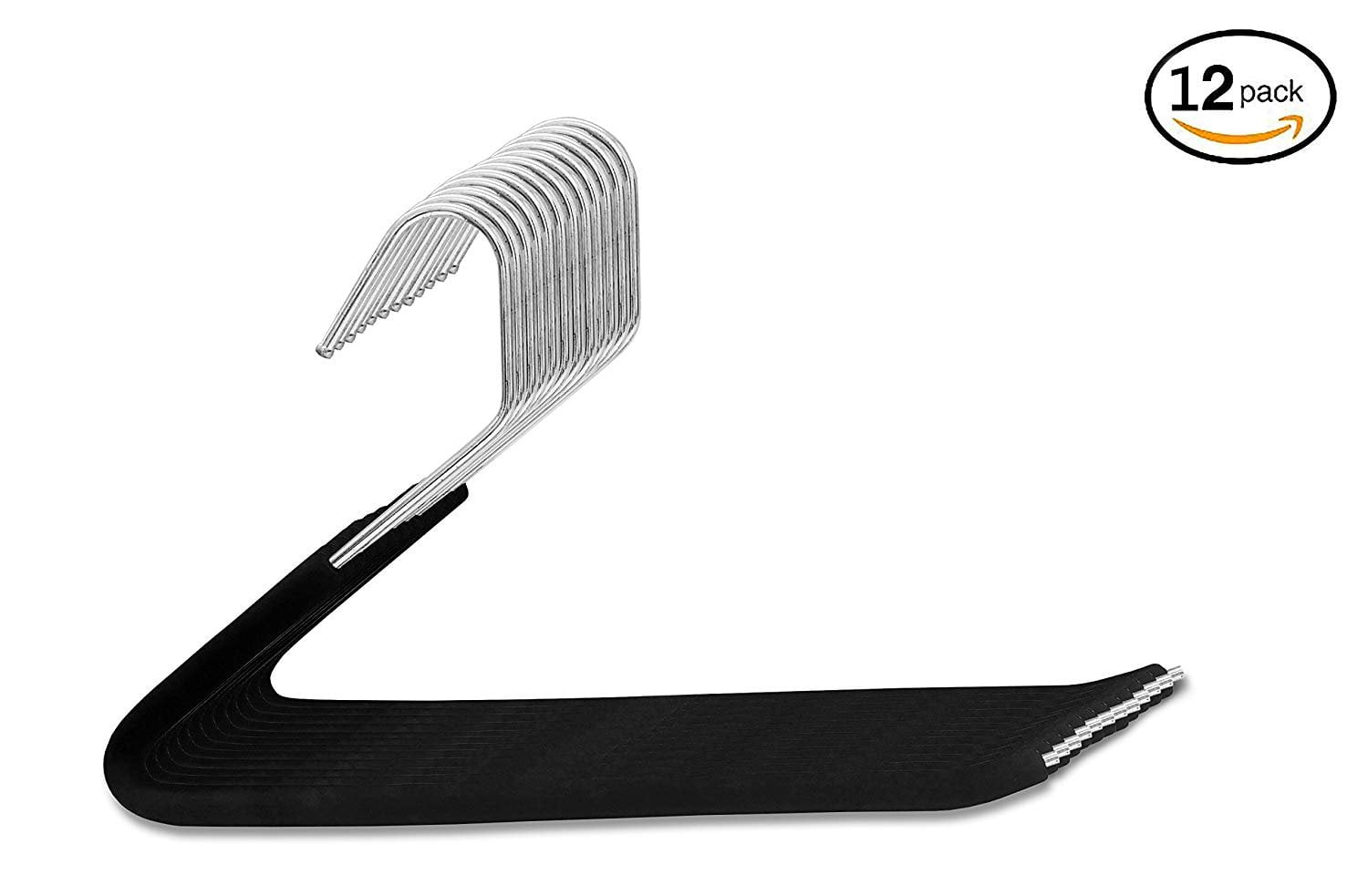 13" black slack slide in pants hangers, skirts & suit thin hanger to maximum space, foam