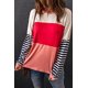 thumbnail image 3 of ABPHQTO Top de mujer con mangas a rayas de burbujas en bloques de color rosa, 3 of 5