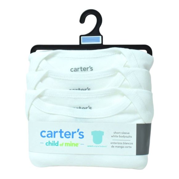 Set de Pañaleros Child of Mine Unisex con Cuello Redondo con Broches en la entre Pierna Manga Corta Blanco Talla 6 a 9 M