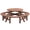 Brown 12-person round table, variant on JXXRZ 8-Person Circular Outdoor Wooden Picnic Table w/ 4 Built-In Benches, 500lbs Capacity Per Bench - Brown