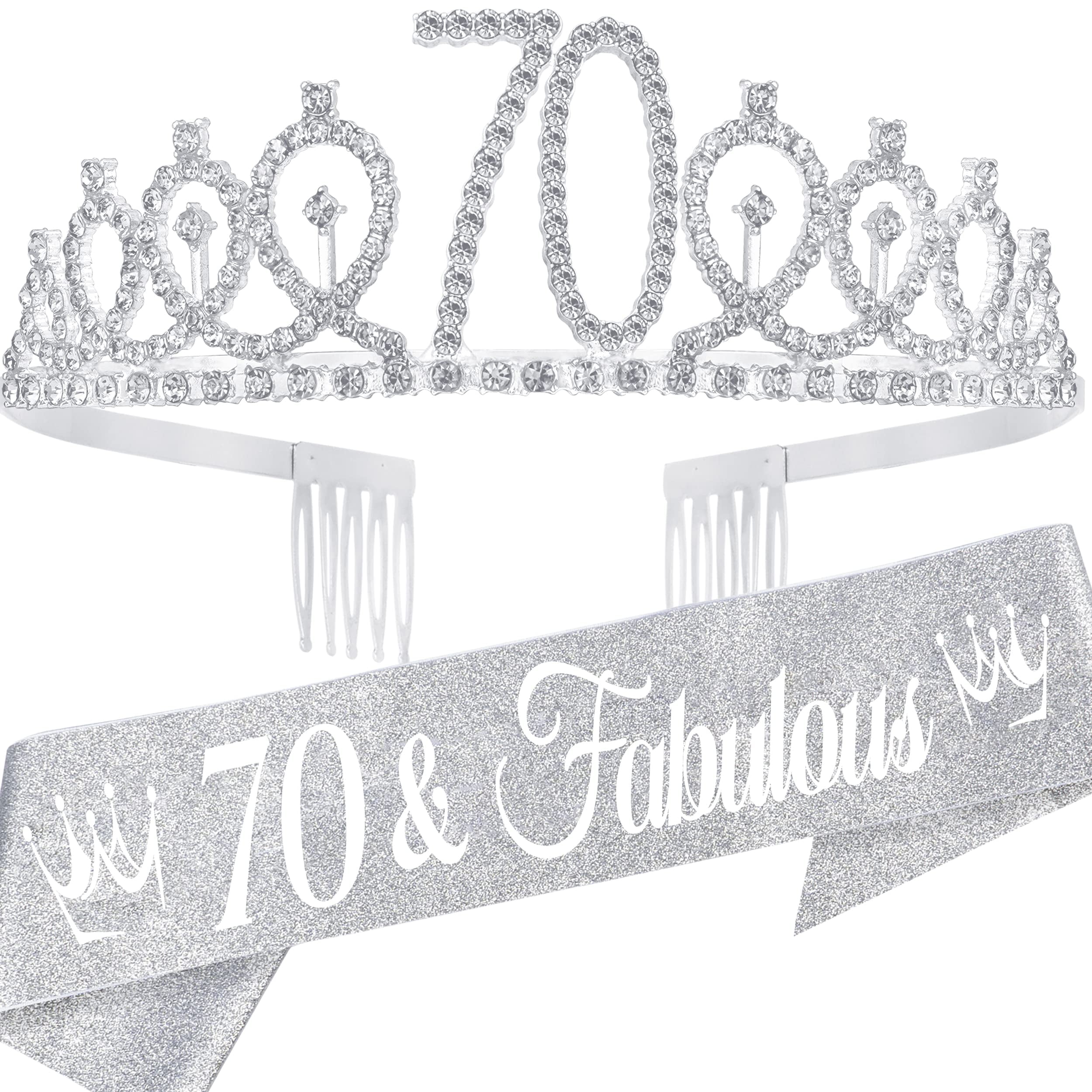 Sash Loop 70th Birthday Sash And Tiara For Women - Fabulous Glitter Sash + Loops ...