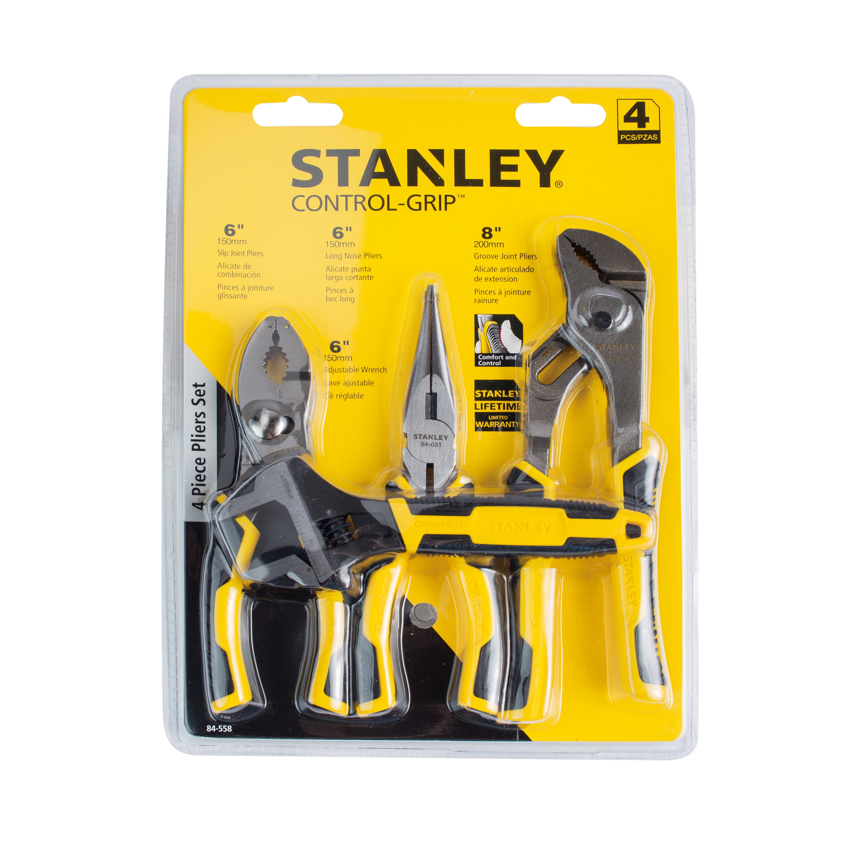 84-558 Plier Sets Tool 4-Piece STANLEY and Set Wrench Adjustable